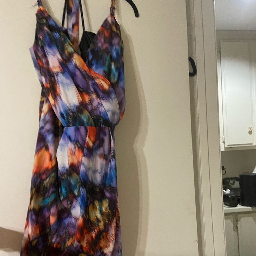 Multi Color cross front party dress